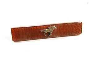 【送料無料】メンズアクセサリ&mdash;　ベークライトタイクラスプbrown bakelite silvertone horse racing 14k gp tie clasp by ty wood 101615｜hokushin