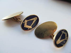 【送料無料】メンズアクセサリ―　ゴールドカフリンクスhallmarked english 9ct gold masonic cuff links