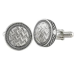 【送料無料】メンズアクセサリ―　カンデラスターリングシルバーパターンケーブルラウンドカフスボタンandrea candela sterling silver weave pattern cable round cufflinks acm03sl