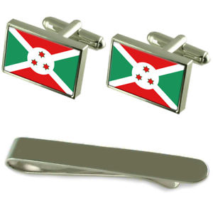 【送料無料】メンズアクセサリ— ブルンジシルバーカフスボタンタイクリップボックスセットburundi flag silver cufflinks tie clip box gift set|hokushin