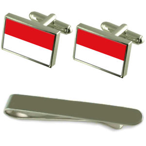 【貨物輸送無料】メンズ付属品― ザルツブルクシルバーカフスボタンタイクリップセットsalzburg flag silver cufflinks tie clip engraved gift set