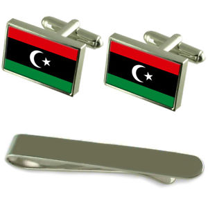 【送料無料】メンズアクセサリ―　リビアシルバーカフスボタンタイクリップセットlibya flag silver cufflinks tie clip engraved gift set 44,988円