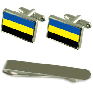 【送料無料】メンズアクセサリ―　フラグシルバーカフスボタンタイクリップボックスセットgelderland flag silver cufflinks tie clip box gift set