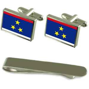 【貨物輸送無料】メンズ付属物― フラグシルバーカフスボタンタイクリップセットvojvodina flag silver cufflinks tie clip engraved gift set