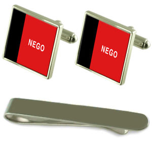【貨物輸送無料】メンズ付属品― フラグシルバーカフスボタンタイクリップセットparaba flag silver cufflinks tie clip engraved gift set
