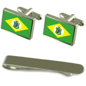 【貨物輸送無料】メンズ付属物― フラグシルバーカフスボタンタイクリップボックスセットcear flag silver cufflinks tie clip box gift set