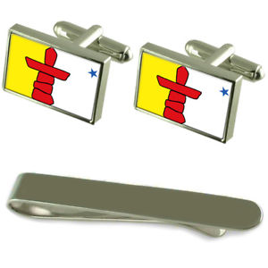 【送料無料】メンズアクセサリ―　ヌナブトシルバーカフスボタンタイクリップボックスセットnunavut flag silver cufflinks tie clip box gift set