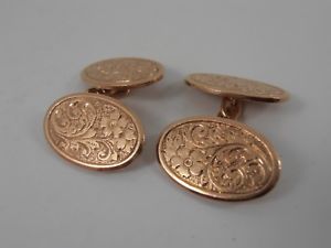【貨物輸送無料】メンズ添え物― アンティークローズゴールドチェーンリンクカフリンクスカフスボタンantique 9コンピュータ断層撮影法 rose gold chain link oval cuff links  hallmarked cufflinks chester