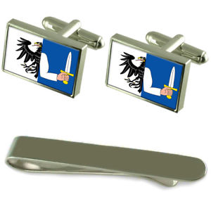 【送料無料】メンズアクセサリ―　フラグシルバーカフスボタンタイクリップボックスセットconnacht flag silver cufflinks tie clip box gift set