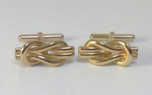 【貨物輸送無料】メンズ添え物― ビンテージゴールドリーフスクエアノットカフリンクスvintage hallmarked 9コンピュータ断層撮影法 gold nautical reef or square knot cufflinks  62g