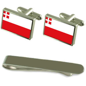 【貨物輸送無料】メンズ付属品― フラグシルバーカフスボタンタイクリップセットutrecht flag silver cufflinks tie clip engraved gift set