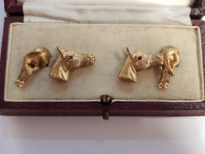【送料無料】メンズアクセサリ―　ヴィンテージカフリンクスvintage 14ct gold horse cufflinks
