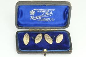 【貨物輸送無料】メンズ付属品― ビクトリアゴールドオリジナルボックスアンティークカフリンクスvictorian 18コンピュータ断層撮影法 gold hallmarked birmingham 1900 antique cufflinks インチ original box