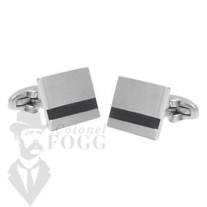 【送料無料】メンズアクセサリ―　パーソナライズステンレスオニキスストライプスチールカフリンクスpersonalised stainless steel cufflinks with onyx stripe
