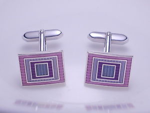 【送料無料】メンズアクセサリ―　スターリングシルバーエナメルスクエアカフスボタンsterling 925 silver and enamel reducing square cufflinks