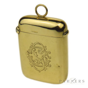 【貨物輸送無料】メンズ付属物― イエローゴールドケース9コンピュータ断層撮影法 yellow gold vesta case dating circa 1902