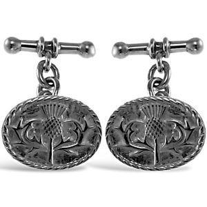 【送料無料】メンズアクセサリ―　スコットランドシスカフリンクスsterling silver scottish thistle cufflinks