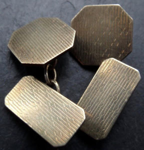 【送料無料】メンズアクセサリ―　アンティークアールデコゴールドシルバーデザインチェーンリンクメンズカフスボタンantique art deco 9ct gold silver geometric design chain link mens cufflinks c595