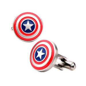 【送料無料】メンズアクセサリ―　キャプテンアメリカシールドロゴステンレススチールカフリンクスcaptain america shield logo stainless steel cufflinks