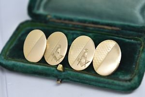 【貨物輸送無料】メンズ添え物― アンティークコンパスシンボルゴールドカフリンクスantique 18コンピュータ断層撮影法 gold cufflinks with free masons compass symbol 1128g インチ 1905 b960