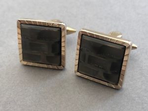 【送料無料】メンズアクセサリ―　ビンテージカフスボタンファンキーデザインメンズsensational vintage gilt cufflinks square, grey funky geometric design mens