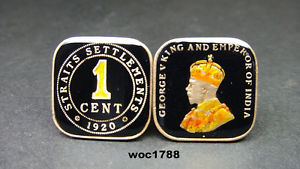 【送料無料】メンズアクセサリ―　エナメルコインカフリンクスセントstraits settlement or malaya enamelled coin cufflinks cent 1920 1939 1943 1945