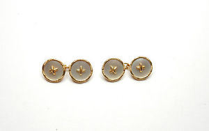 【貨物輸送無料】メンズ付属物― アンティークパールゴールドcufflinks antique 18コンピュータ断層撮影法 gold mother of pearl c1900