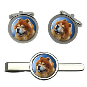 【送料無料】メンズアクセサリ— チャウチャウタイクリップセットchow chow dog round cufflink and tie clip set|hokushin