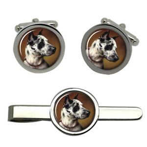 【送料無料】メンズアクセサリ&mdash;　カールタイクリップセットグレートデーン listingspotty great dane by carl reichart round cufflink and tie clip set｜hokushin