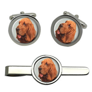 【送料無料】メンズアクセサリ―　ブラッドハウンドタイクリップセットbloodhound dog round cufflink and tie clip set