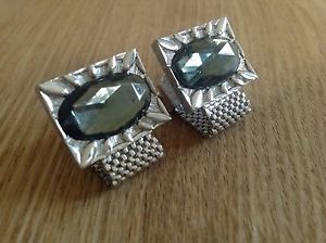 【送料無料】メンズアクセサリ―　デザイナーヴィンテージラップアラウンドメッシュカフスボタンマウントdesigner large vintage wraparound mesh cufflinks detailed mounting amp; crystals