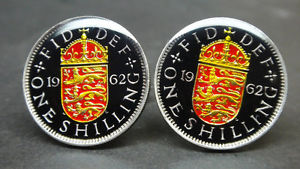 【送料無料】メンズアクセサリ―　カフスボタンシリング1953 1966 british coin cufflinks shilling english arms