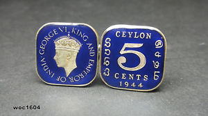 【送料無料】メンズアクセサリ―　スリランカコインカフリンクスceylonbritish srilanka coin cufflinks