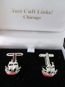 【送料無料】メンズアクセサリ―　スクーナーカフリンクスrealistic enamelled schooner ship cufflinks