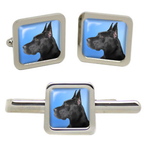 【送料無料】メンズアクセサリ&mdash;　グレートデーンタイクリップセットgreat dane dog square cufflink and tie clip set｜hokushin