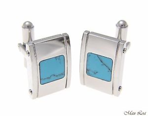 【送料無料】メンズアクセサリ―　ステンレストルコ13x20mmドームカフスリンクstainless steel turquoise 13x20mm dome mens cufflink
