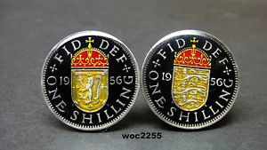 【送料無料】メンズアクセサリ―　コインカフスボタンスコットランドシリングfrom 1953 to 1966 british coin cufflinks english or scottish shilling arms