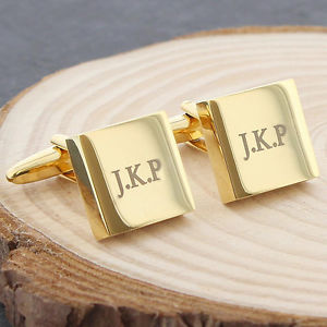 【送料無料】メンズアクセサリ— カフスリンクpersonalised engraved gold plated square cufflinks gifts for men fathers day|hokushin