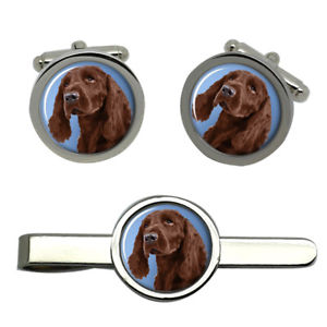 【送料無料】メンズアクセサリ— フィールドスパニエルカフスリンクネクタイピンセットfield spaniel round cufflink and tie clip set|hokushin