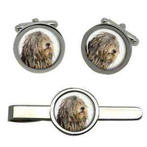【送料無料】メンズアクセサリ— タイクリップセットbergamasco shepherd dog round cufflink and tie clip set|hokushin