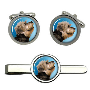 【送料無料】メンズアクセサリ— ダンディディンモントテリアカフスリンクネクタイピンセットdandie dinmont terrier dog round cufflink and tie clip set|hokushin