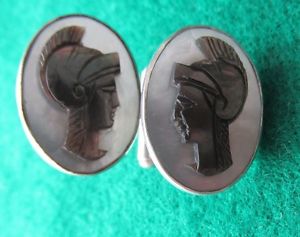 【送料無料】メンズアクセサリ— シルバーギリシャカフリンクス900 silver oval cufflinks with greek head|hokushin