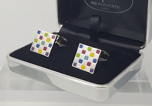 【送料無料】メンズアクセサリ―　イアンフラハティエナメルカフスボタンメンズカフスボタンマルチカラーカフリンクスian flaherty enamel cufflinks, mens cufflinks,groom multicoloured cufflinks