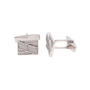 【送料無料】メンズアクセサリ― スターリングシルバーカフスボタンジルコンemprell 925 sterling silver rectangle cufflinks studded with zircon