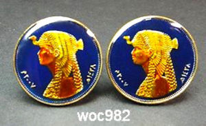 【送料無料】メンズアクセサリ― エジプトエナメルコインクレオパトラカフスカフリンクスegypt enamelled coin cufflinks cleopatra 50 piastres  cuffs