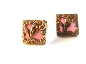 【送料無料】メンズアクセサリ― ビンテージアールデコゴールドトーンピンクセルロイドベークライトカフリンクスvintage deco gold tone pink celluloid bakelite cuff links