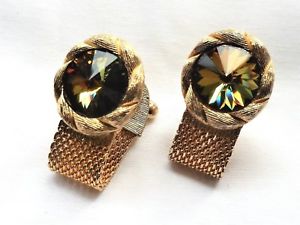 【送料無料】メンズアクセサリ― ビンテージメッシュカフリンクススイカトイレラップvintage swank mesh wrap around cufflinks with rivoli watermelon rhinestones wc30