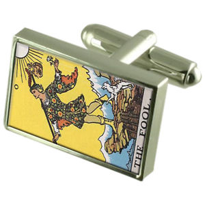 【送料無料】メンズアクセサリ― タロットカードカードカフスリンクメッセージボックスtarot fool card cufflinks engraved message box