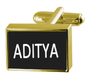 【送料無料】メンズアクセサリ―　ボックスカフリンクスアーディティヤengraved box goldtone cufflinks name aditya
