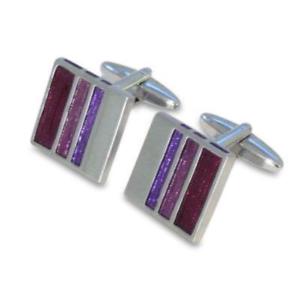 【貨物輸送無料】メンズ佩び物― トリプレットカフリンクスpurple triplet cufflinks